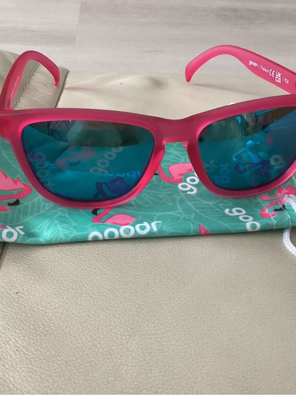 Pink Frame Sunglasses with Mirrored Lenses